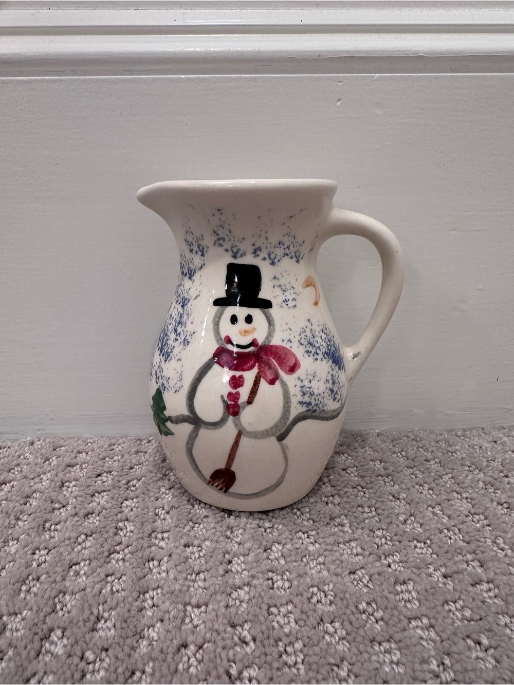 Vintage Shannon & Daughters Snowman Family 12 oz Pottery Creamer USA